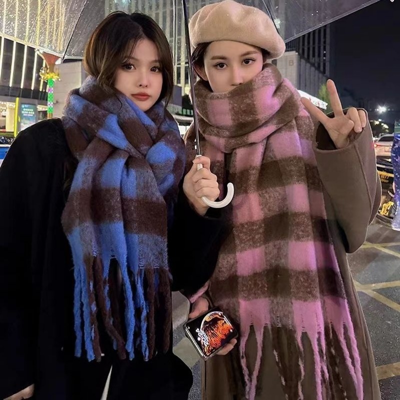Street Fashion Korean - Korean Plaid Scarves Women Keep Warm