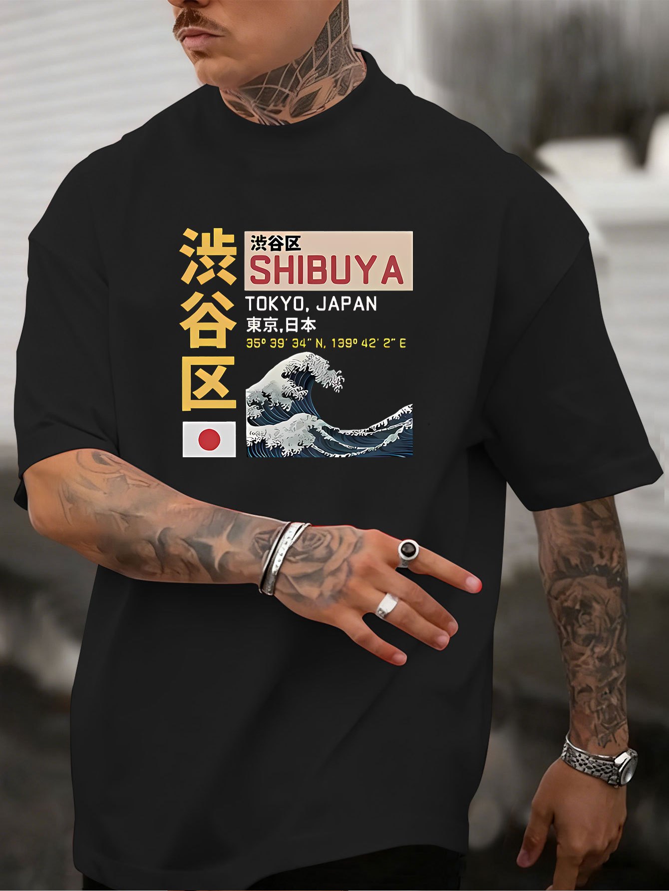 Summer Men's 100% Cotton Loose - đánh giá và giá Street Fashion Shibuya