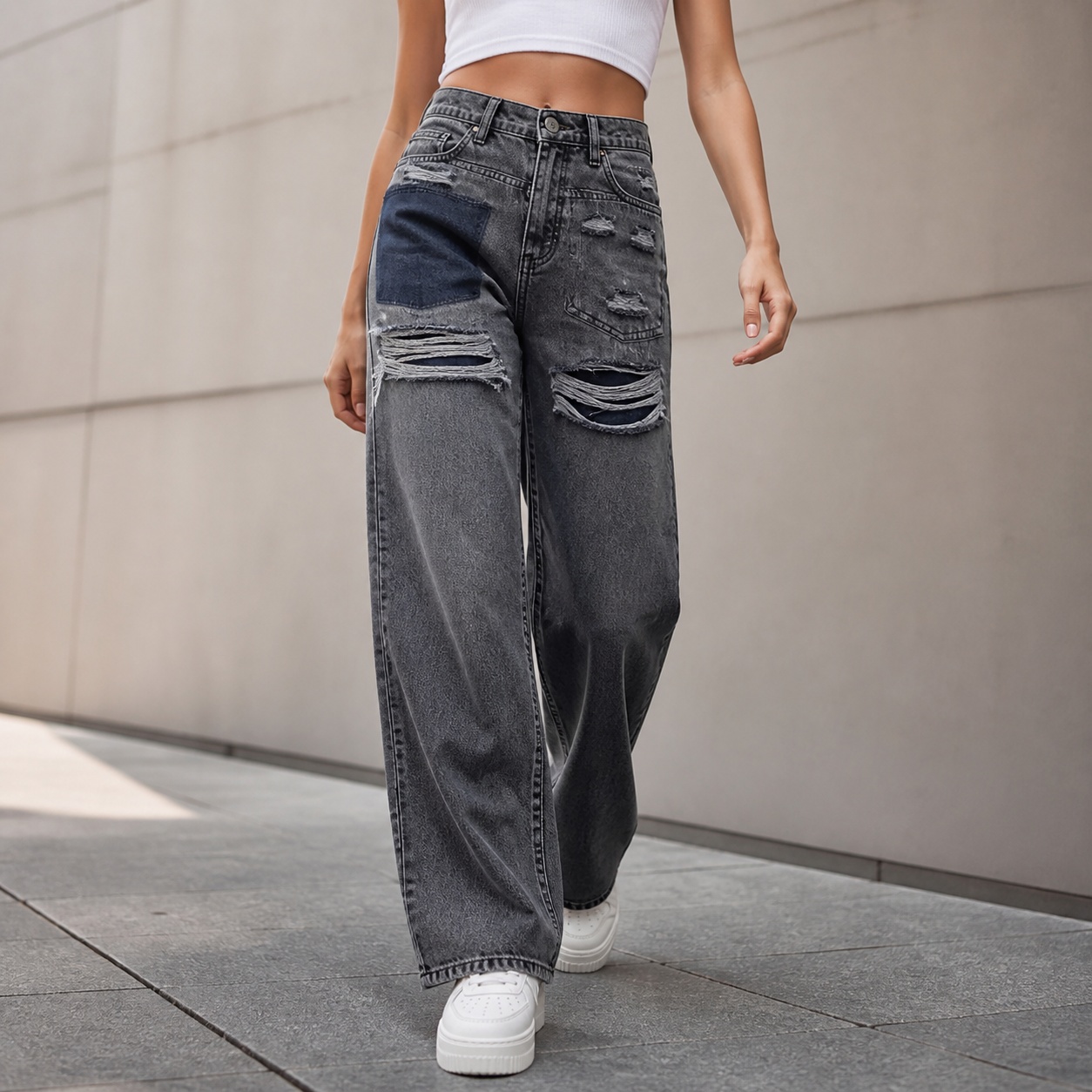 Women's Mid Waist Loose Fit Di - đánh giá và giá Distressed Jean Rip