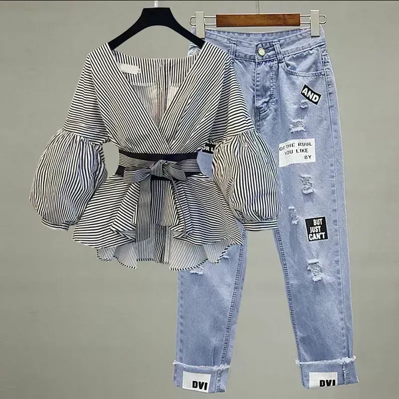 Women Elegant V-Neck Stripe La - đánh giá và giá Street Fashion Korean