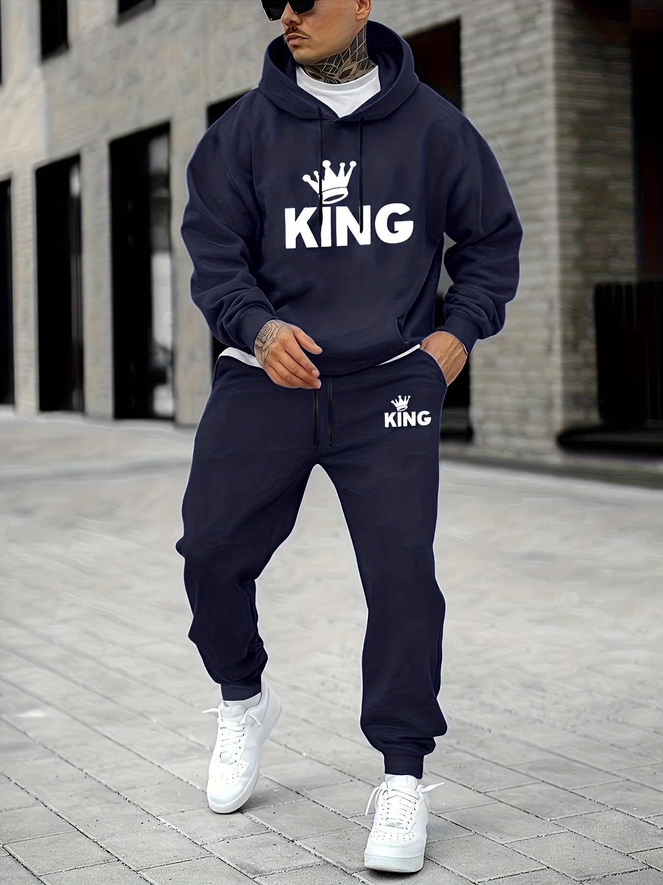 Men's KING Crown Print Tracksu - đánh giá và giá Street Fashion Art