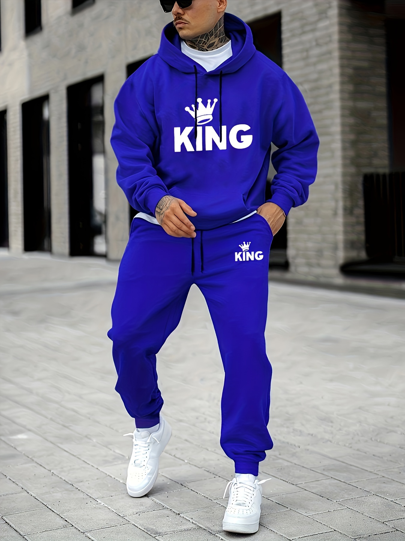 Men's KING Crown Print Tracksu - đánh giá và giá Street Fashion Art
