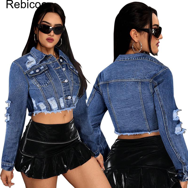 Women's Cropped Denim Jacket L - đánh giá và giá Distressed Jean Rip