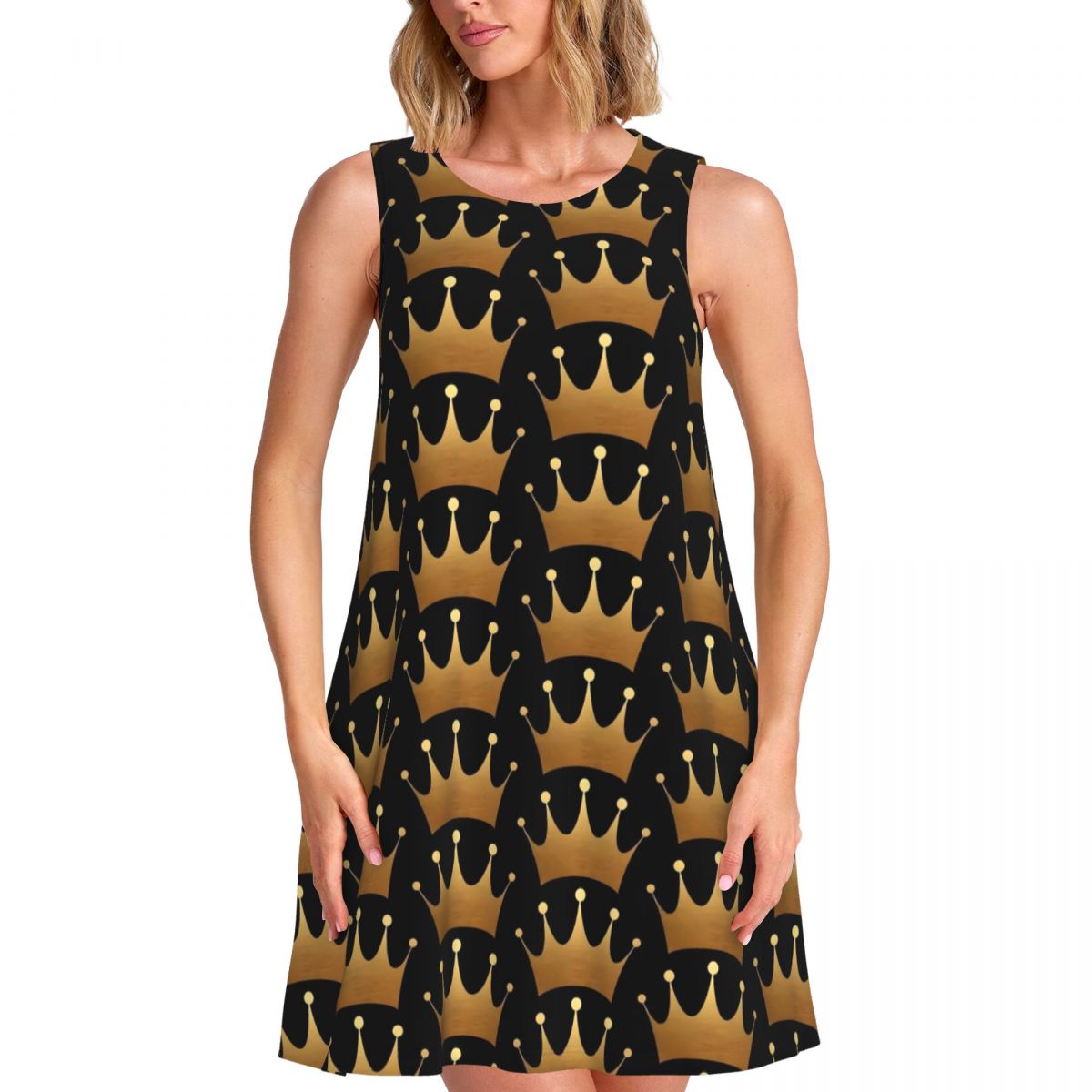 Queen Print Dress Gold Crown P - đánh giá và giá Queen Street Fashion