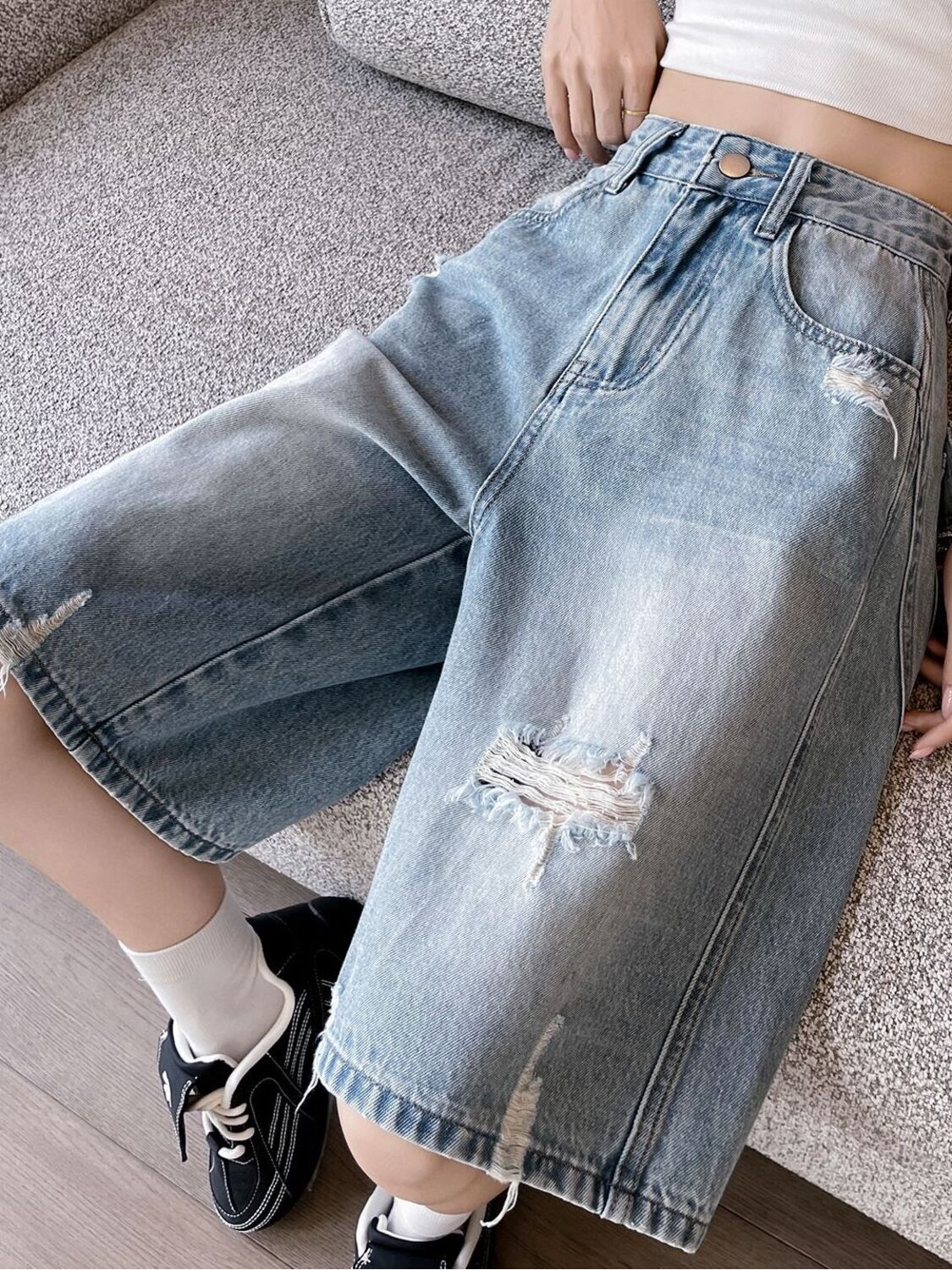 Women High Waist Distressed De - đánh giá và giá Distressed Jean Rip